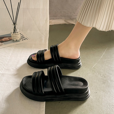 Дамски модерни чехли два модела с висока подметка 5см