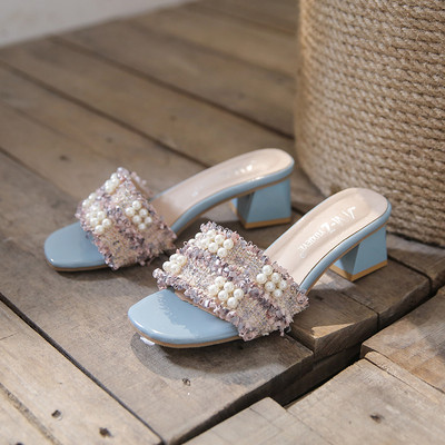 Uus mudel pärlitega ja 4,5 cm kõrge kontsaga naiste sussid