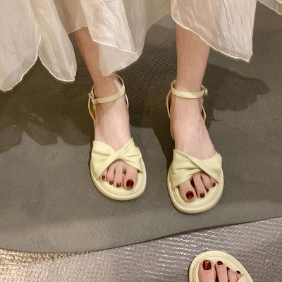 Laisvalaikio basutės iš eko odos, kulno storis 6,5 cm