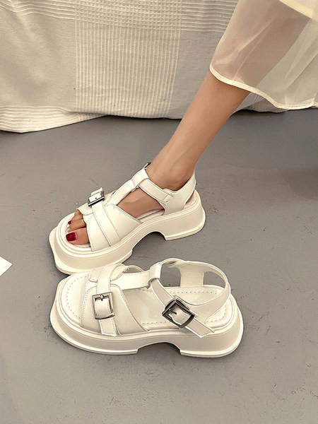 Ženske sandale od eko kože sa metalnom kopčom