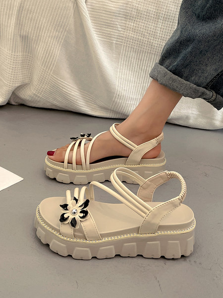 Ženske sandale sa grubim đonom i tankim remenčićima od eko kože