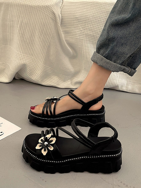 Ženske sandale sa grubim đonom i tankim remenčićima od eko kože