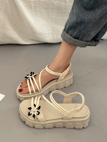 Ženske sandale sa grubim đonom i tankim remenčićima od eko kože