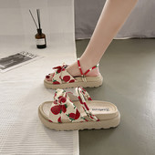 Naiste tekstiilist sandaalid platvormiga