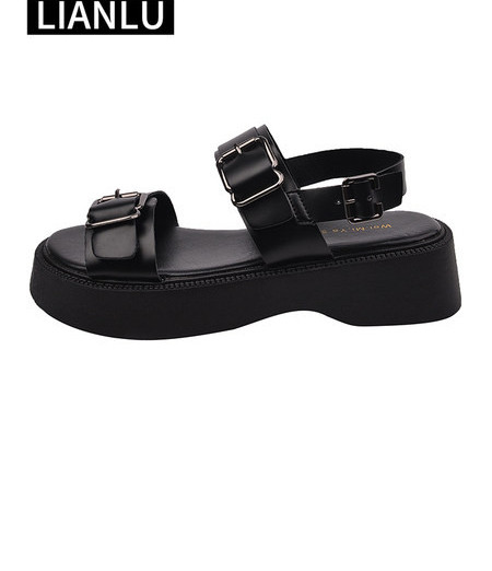 Ženske ležerne sandale s platformom i kopčama