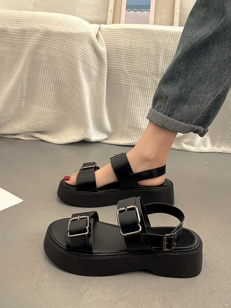 Ljetne ženske sandale sa kopčama - bijele i crne