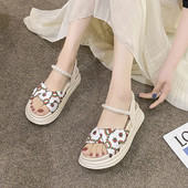 Moderne ženske sandale sa perlama u dvije boje