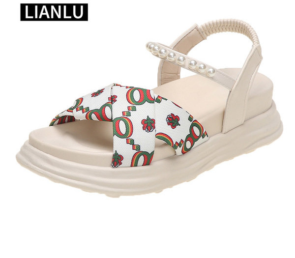 Moderne ženske sandale sa perlama u dvije boje