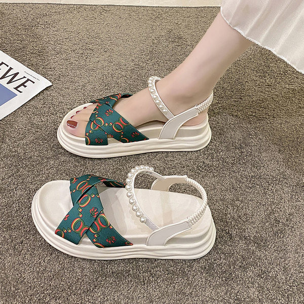 Moderne ženske sandale sa perlama u dvije boje