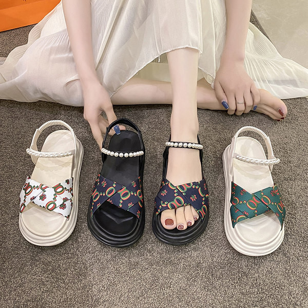 Moderne ženske sandale sa perlama u dvije boje