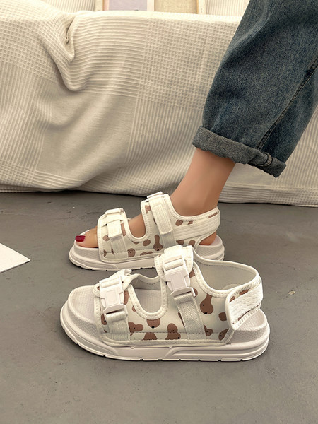 Ženske sandale od tekstila sa plastičnim kopčama