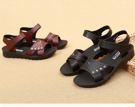 Sandale dama din piele ecologica cu broderie