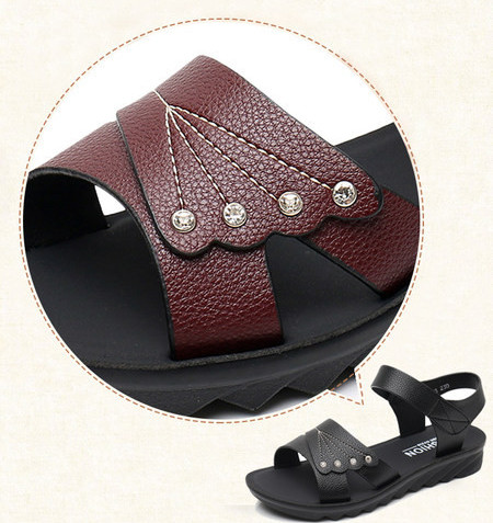 Sandale dama din piele ecologica cu broderie