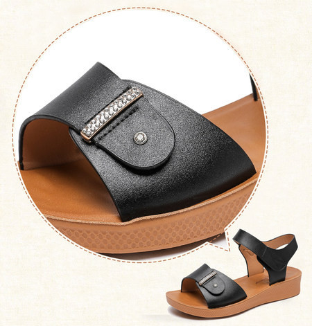 Ležerne ženske sandale od umjetne kože s ravnim potplatom