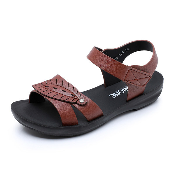 Ženske ležerne kožne sandale s kopčanjem na čičak