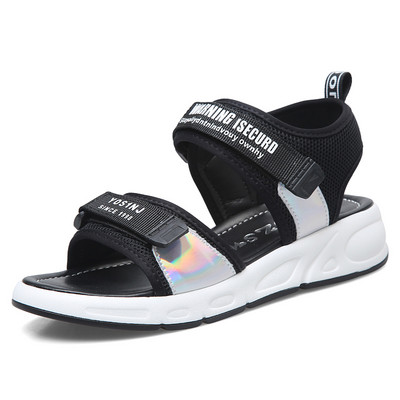 Γυναικεία casual πέδιλα με velcro και φλατ σόλα
