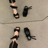 Ženske sandale od eko brušene kože s vezicama na gležnjevima