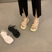 Ležerne ženske sandale od umjetne kože sa tankim remenčićima