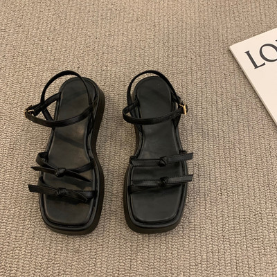 Ležerne ženske sandale od umjetne kože sa tankim remenčićima