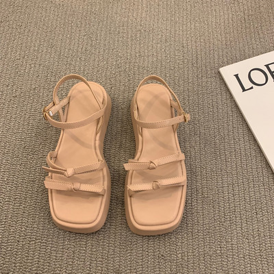 Ležerne ženske sandale od umjetne kože sa tankim remenčićima