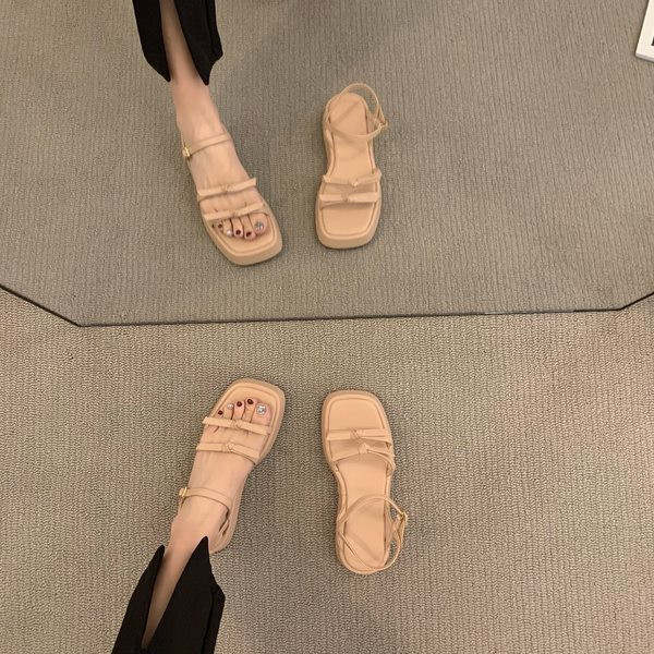 Ležerne ženske sandale od umjetne kože sa tankim remenčićima