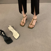 Ženske četvrtaste sandale na visoku petu 4,5 cm