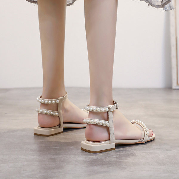 Ženske sandale sa tankim remenčićima i perlama