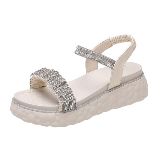 Ženske moderne sandale s visokom platformom i ukrasnim kamenčićima