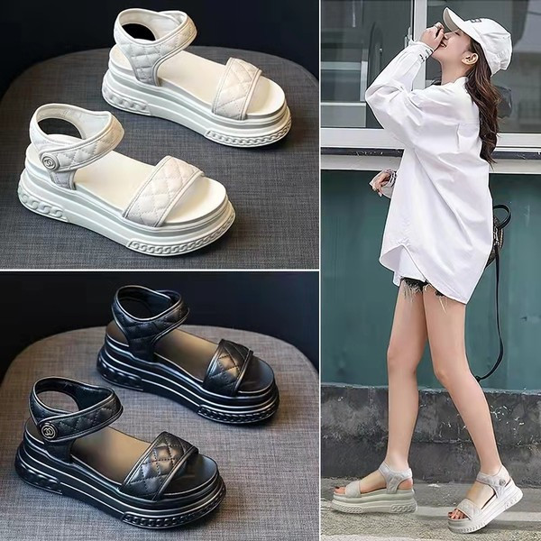 Ležerne sandale sa zakrpama i potplatom 7 cm