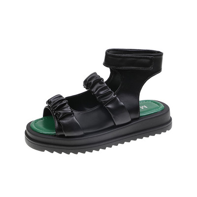 Ženske sandale sa remenčićima od eko kože i nabranog efekta