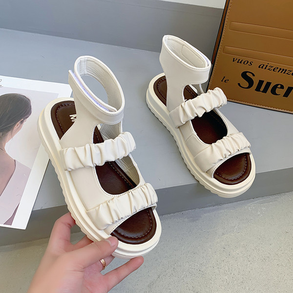 Ženske sandale sa remenčićima od eko kože i nabranog efekta