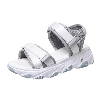 Γυναικεία πέδιλα με ψηλή σόλα 4,5 cm και κούμπωμα με velcro