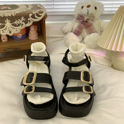 Ženske moderne sandale sa visokim potplatom 4 cm i metalnom kopčom