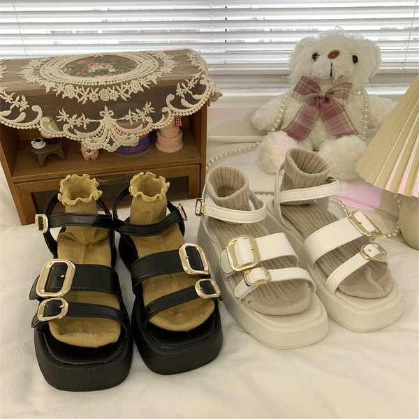 Ženske moderne sandale sa visokim potplatom 4 cm i metalnom kopčom