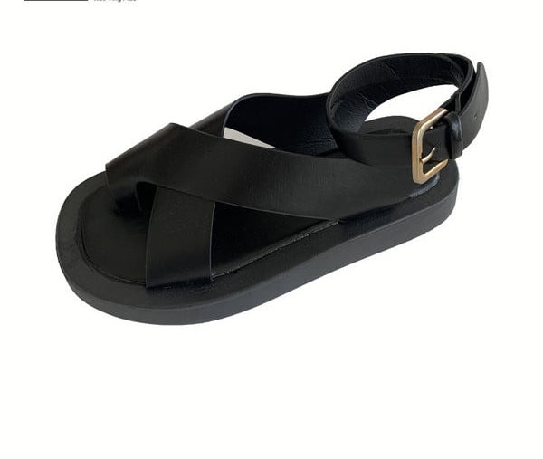 Risti laiade rihmade ja pahkluukinnitusega vabaaja sandaalid