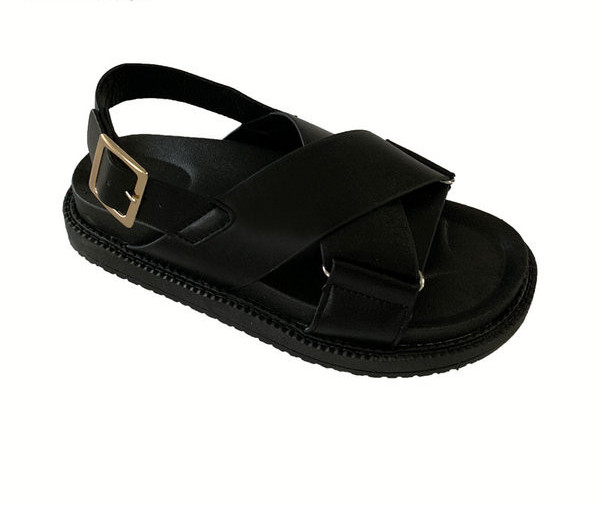 Γυναικεία casual πέδιλα με χιαστά λουράκια και αγκράφα