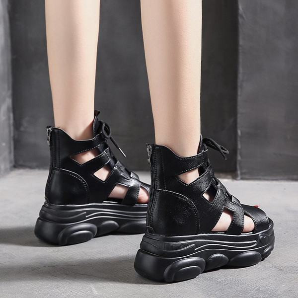 Moderne ženske sandale sa visokom platformom 6,5cm i vezicama