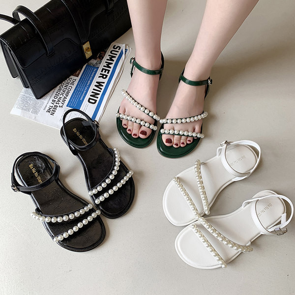 Ležerne ženske sandale sa perlama - tri boje