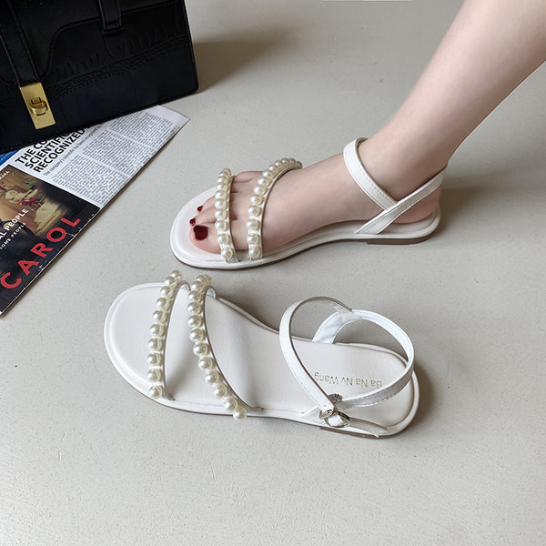 Ležerne ženske sandale sa perlama - tri boje