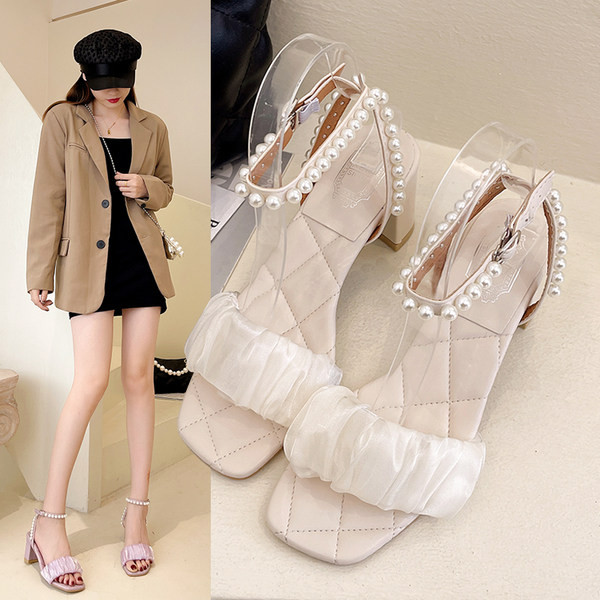 Moderne ženske sandale sa perlama - tri boje