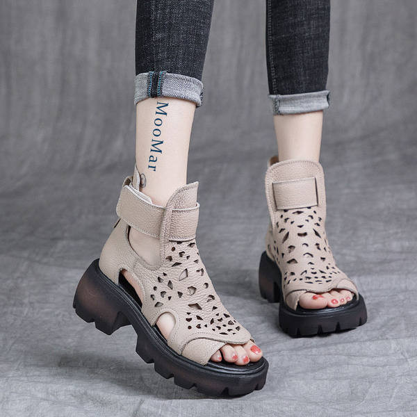 Ženske kožne sandale sa zakrpom - za žene