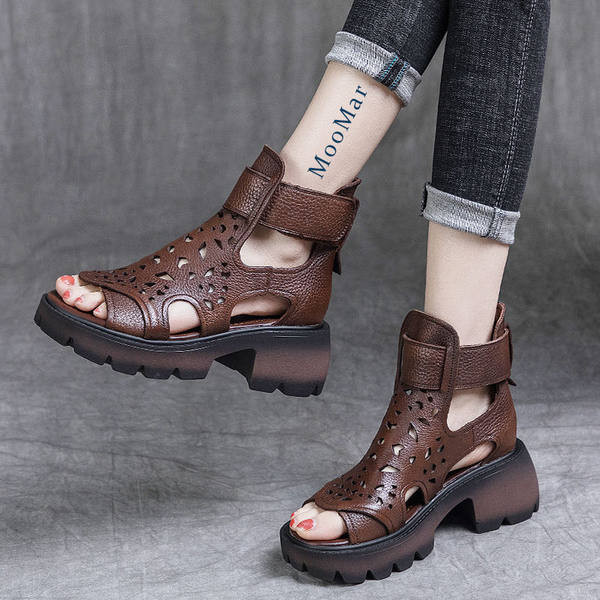 Ženske kožne sandale sa zakrpom - za žene