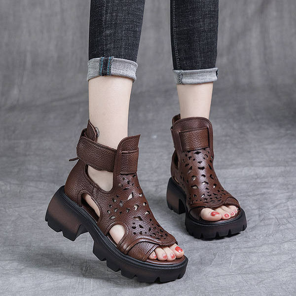 Ženske kožne sandale sa zakrpom - za žene