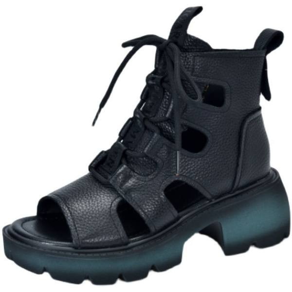 Ženske sandale s grubim potplatom i vezicama