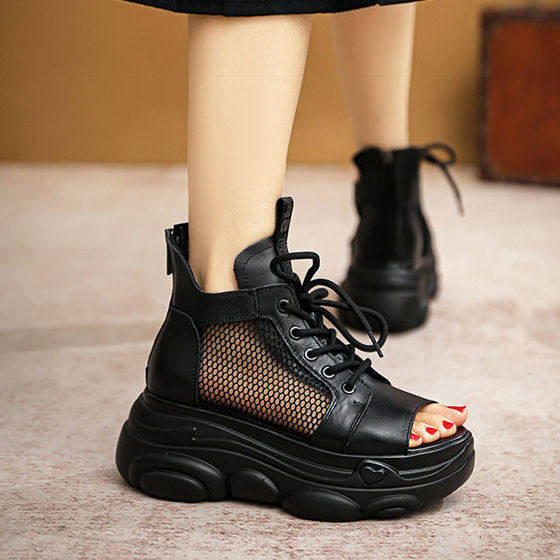 Ženske sandale sa visokim đonom 12 cm i vezicama novi model