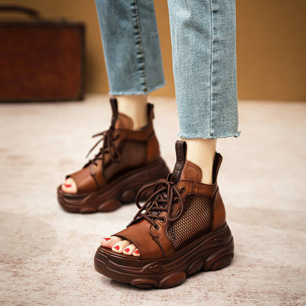 Ženske sandale sa visokim đonom 12 cm i vezicama novi model