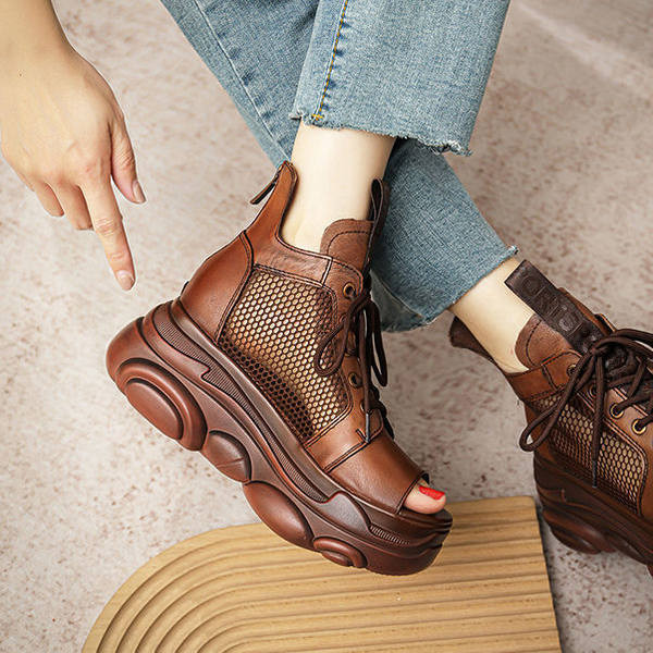 Ženske sandale sa visokim đonom 12 cm i vezicama novi model