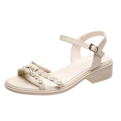 Ženske sandale od eko kože sa bisernim ukrasom