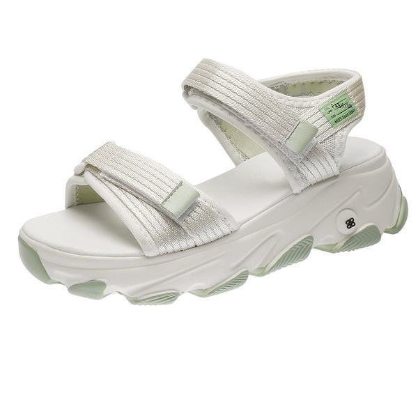 Ženske sandale s grubim potplatom i tekstilnim remenom