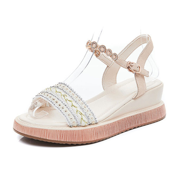 Naiste platvormsandaalid tekstiilist rihmaga